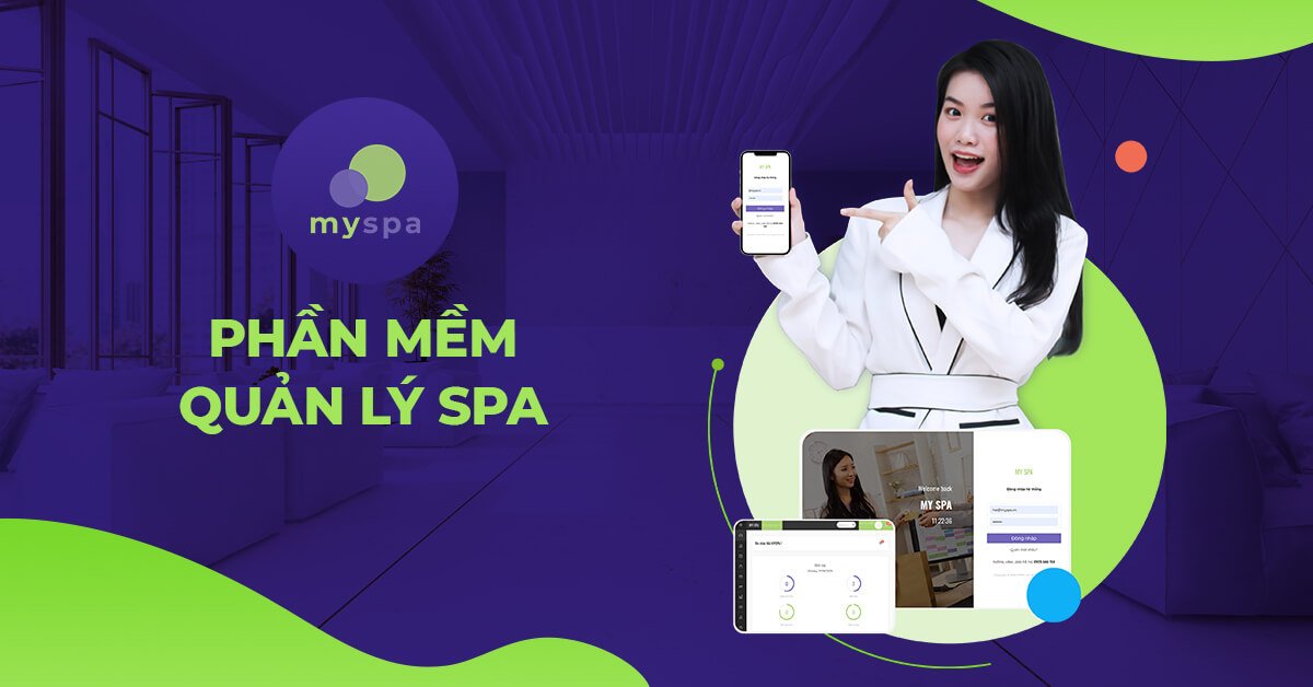 Phần mềm quản lý spa Myspa, giao diện người dùng trên điện thoại di động, cải thiện dịch vụ và quản lý spa.