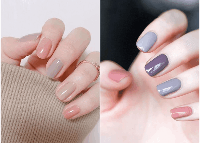 Bộ móng tay sơn màu pastel tím hồng nhẹ với kiểu dáng tối giản và tinh tế, phong cách thú vị cho thời trang nữ.