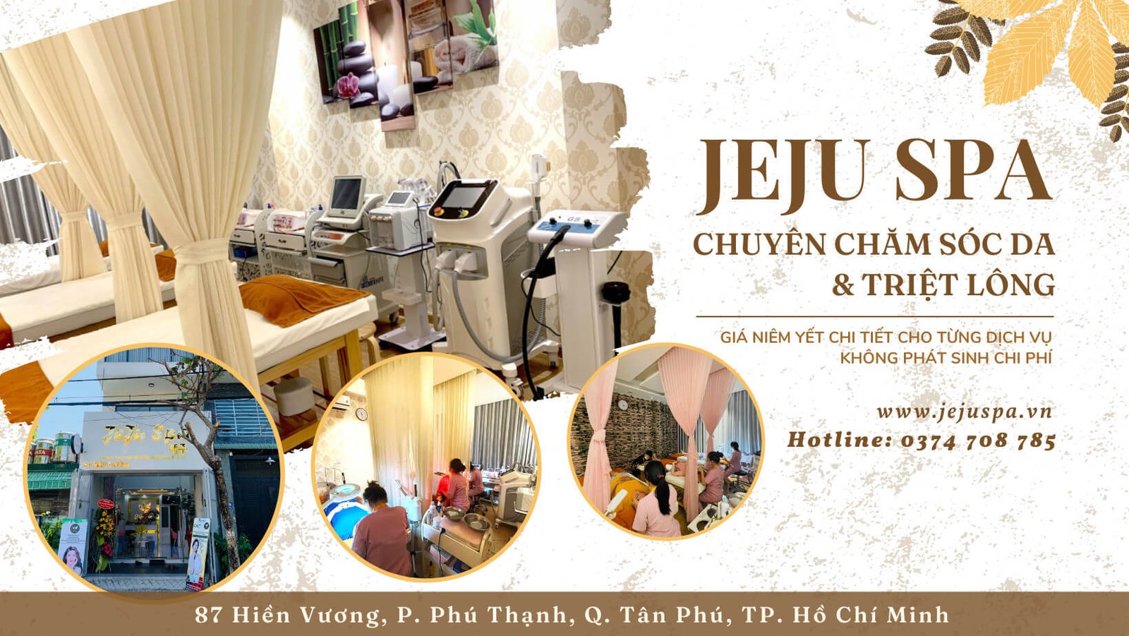 Spa Jeju tại TP.HCM, chuyên chăm sóc da và triệt lông, dịch vụ đa dạng, địa chỉ 87 Hiền Vương, Tân Phú.