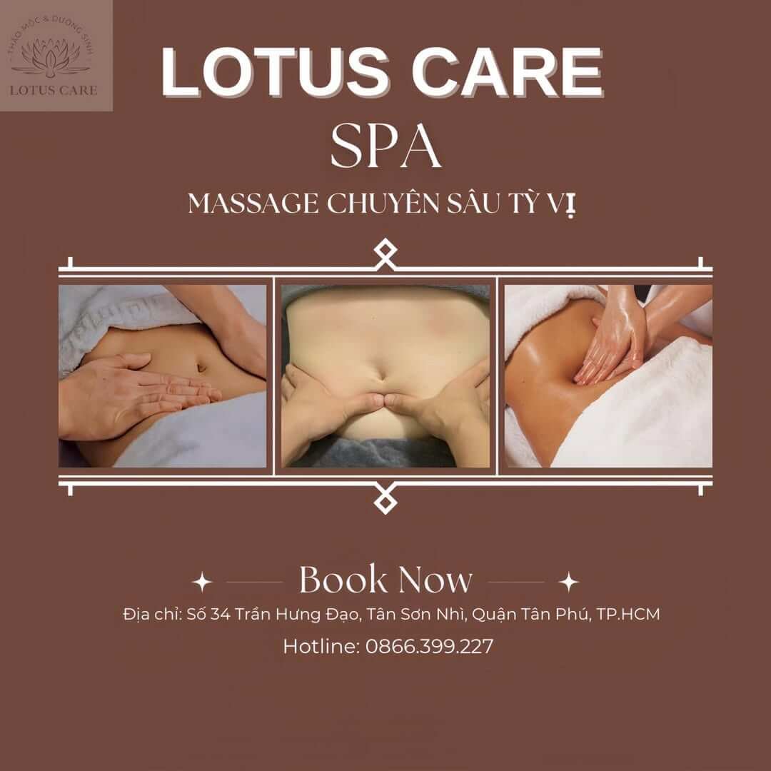 Hình ảnh quảng cáo Lotus Care Spa với dịch vụ massage chuyên sâu tại TP.HCM. Liên hệ: 0866.399.227.