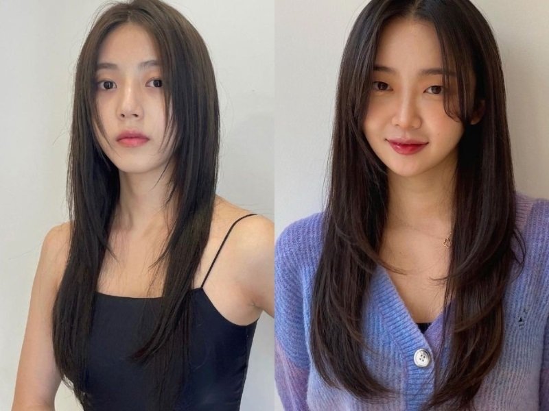 tóc dài thẳng cho mặt tròn