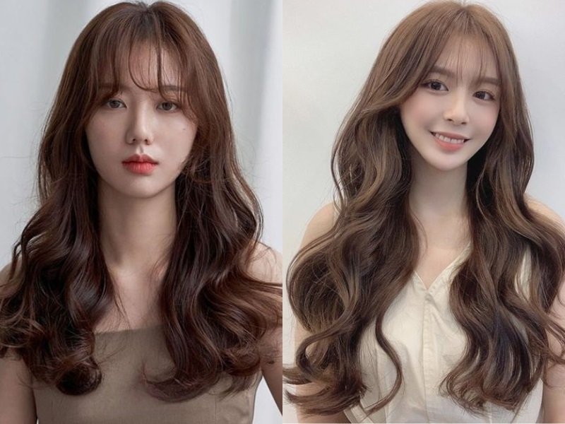 Tóc xoăn tự nhiên để mái thưa